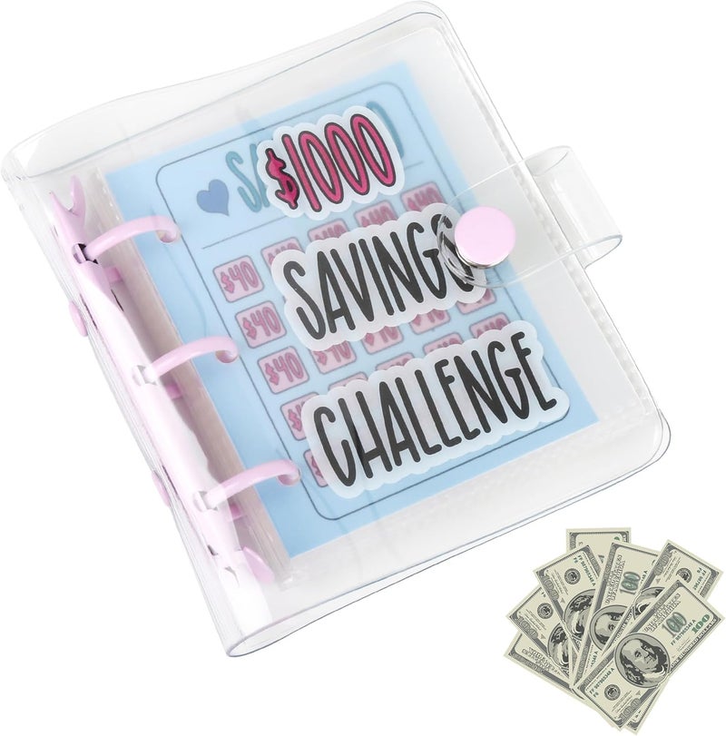 Mozano Mini Money Saving Binder with 25 Envelopes, $1000 Savings Challenge Book, Portable Budget Tool (Purple) - Image 1